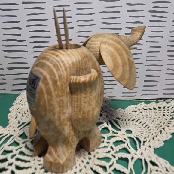 Wooden Elephant Toothpick Holder by Papél satchel bags for used Toothpicks 3x5x2 - Picture 3 of 9